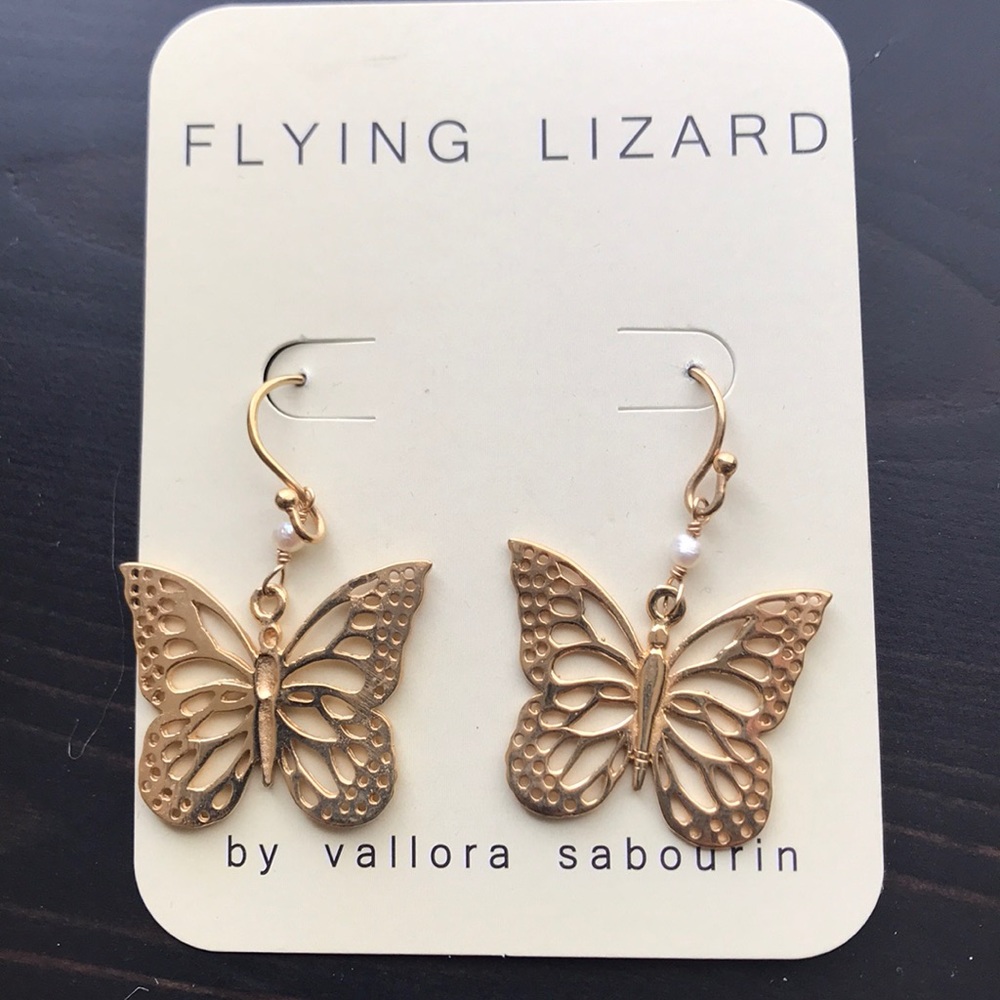 Gold butterfly earrings